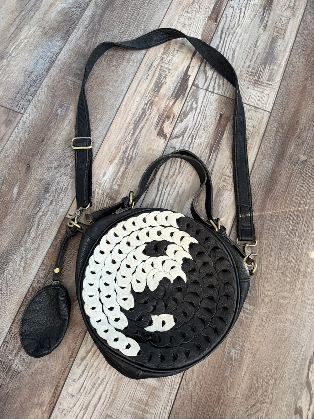 Yin Yang Round Crossbody Genuine Leather